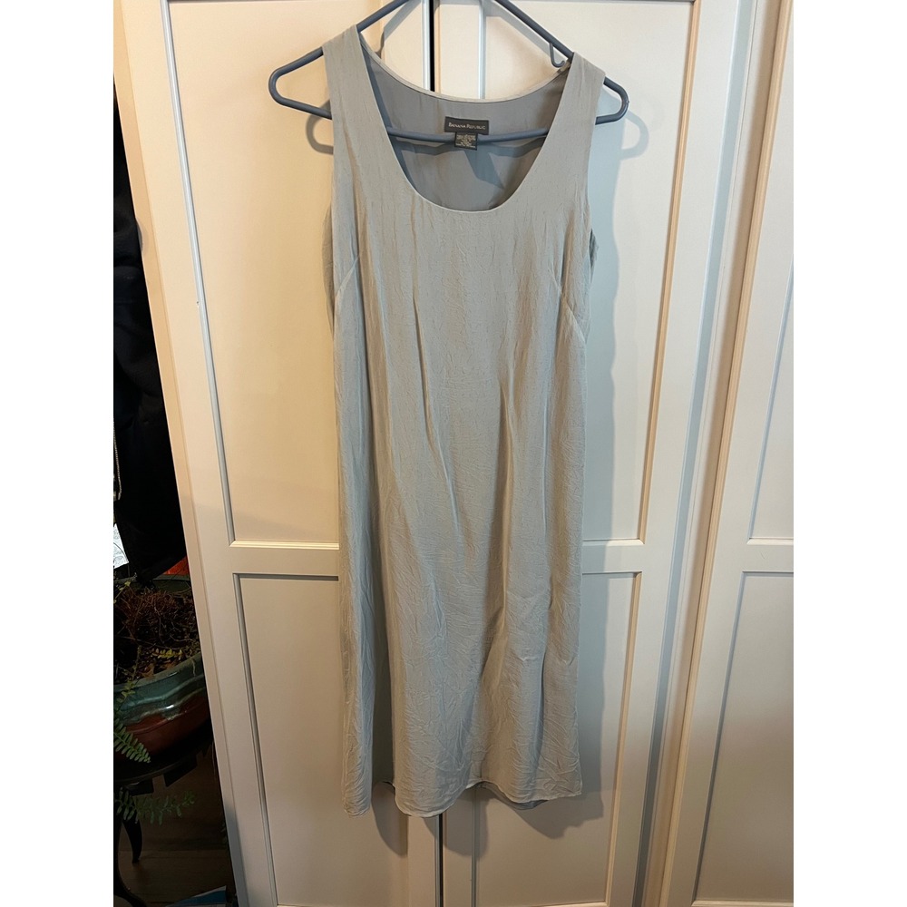 Banana Republic Womens Grey 100% Silk Lined Sleeveless Midi Dress Sz 2 Side Zip